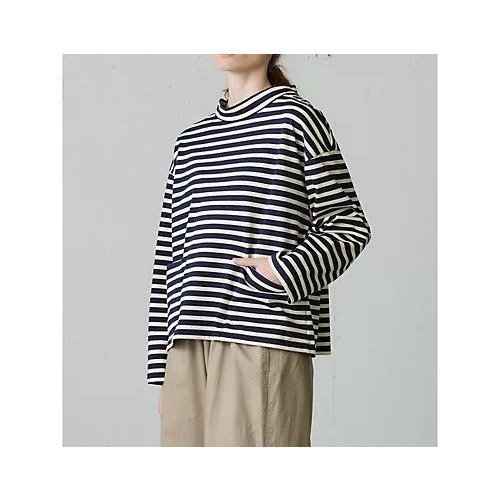 【ミディウミ/MidiUmi】のフィッシャーマンスモックボーダーT 人気、トレンドファッション・服の通販 founy(ファニー) 　ファッション　Fashion　レディースファッション　Fashion for Women　シンプル　Simple, Minimal　ベーシック　Basic, Essential　ポケット　Pocket, Pocket Detail　モックネック　Mock Neck, Short Turtleneck　ワイド　Wide, Wide Fit　other-2|ID: prp329100004727706 ipo3291000000035603793