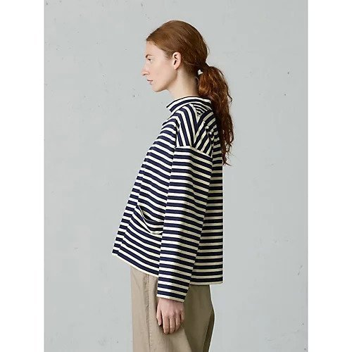 【ミディウミ/MidiUmi】のフィッシャーマンスモックボーダーT 人気、トレンドファッション・服の通販 founy(ファニー) 　ファッション　Fashion　レディースファッション　Fashion for Women　シンプル　Simple, Minimal　ベーシック　Basic, Essential　ポケット　Pocket, Pocket Detail　モックネック　Mock Neck, Short Turtleneck　ワイド　Wide, Wide Fit　other-3|ID: prp329100004727706 ipo3291000000035603794