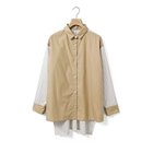 【ミディウミ/MidiUmi】のTWO&MOREストライプシャツ 人気、トレンドファッション・服の通販 founy(ファニー) ファッション Fashion レディースファッション Fashion for Women トップス・カットソー Cut & Sew Tops シャツ・ブラウス・オフィスカジュアル Elegant Blouses & Button-Ups ストライプ Stripe, Striped Pattern スリット Slit, Slit Detail タイプライター Typewriter Fabric, Crisp Cotton ビッグ Big, Oversized ブラウジング Blouson Silhouette, Cinched Waist ブロード Broadcloth, Fine Cotton 無地 Plain, Solid Color thumbnail ベージュ|ID: prp329100004727738 ipo3291000000034155683