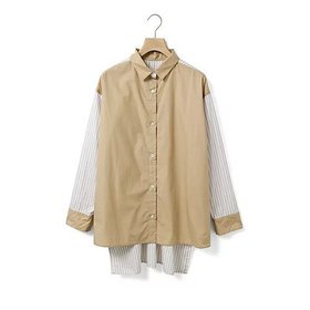 【ミディウミ/MidiUmi】 TWO&MOREストライプシャツ人気、トレンドファッション・服の通販 founy(ファニー) ファッション Fashion レディースファッション Fashion for Women トップス・カットソー Cut & Sew Tops シャツ・ブラウス・オフィスカジュアル Elegant Blouses & Button-Ups ストライプ Stripe, Striped Pattern スリット Slit, Slit Detail タイプライター Typewriter Fabric, Crisp Cotton ビッグ Big, Oversized ブラウジング Blouson Silhouette, Cinched Waist ブロード Broadcloth, Fine Cotton 無地 Plain, Solid Color |ID:prp329100004727738