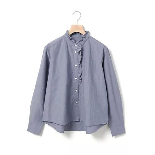 【ミディウミ/MidiUmi】のフロントハーフフリルシャツ インテリア・キッズ・メンズ・レディースファッション・服の通販 founy(ファニー) 　ファッション　Fashion　レディースファッション　Fashion for Women　トップス・カットソー　Cut & Sew Tops　シャツ・ブラウス・オフィスカジュアル　Elegant Blouses & Button-Ups　インナー　Innerwear　カフス　Cuff Design　タイプライター　Typewriter Fabric, Crisp Cotton　フリル　Frill, Ruffle　ベーシック　Basic, Essential　ヴィンテージ　Vintage Style　ネイビー|ID: prp329100004727740 ipo3291000000035441212