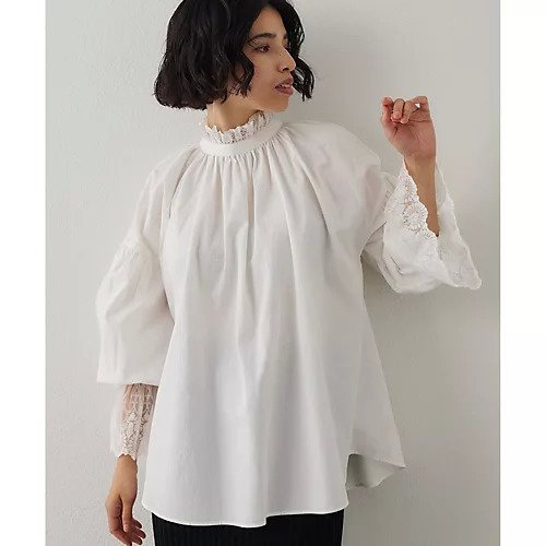 【ウィムガゼット/Whim Gazette】のレースギャザーブラウス インテリア・キッズ・メンズ・レディースファッション・服の通販 founy(ファニー) 　ファッション　Fashion　レディースファッション　Fashion for Women　トップス・カットソー　Cut & Sew Tops　シャツ・ブラウス・オフィスカジュアル　Elegant Blouses & Button-Ups　インナー　Innerwear　エレガント 上品　Elegant　ヴィンテージ　Vintage Style　ギャザー　Gathered, Ruffled　ジャケット　Jacket, Outerwear　ドッキング　Docking, Mixed Material　レース　Lace, Lace Fabric　おすすめ　Recommended / Our Picks　2025年　2025　2025-2026秋冬・A/W　Autumn/Winter 2025–26 AW25–26　オフホワイト|ID: prp329100004729584 ipo3291000000034166851