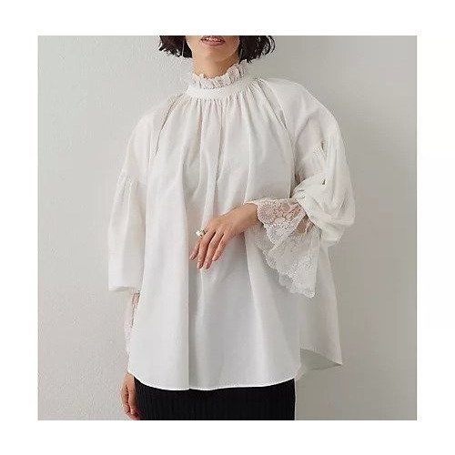 【ウィムガゼット/Whim Gazette】のレースギャザーブラウス 人気、トレンドファッション・服の通販 founy(ファニー) 　ファッション　Fashion　レディースファッション　Fashion for Women　トップス・カットソー　Cut & Sew Tops　シャツ・ブラウス・オフィスカジュアル　Elegant Blouses & Button-Ups　インナー　Innerwear　エレガント 上品　Elegant　ヴィンテージ　Vintage Style　ギャザー　Gathered, Ruffled　ジャケット　Jacket, Outerwear　ドッキング　Docking, Mixed Material　レース　Lace, Lace Fabric　おすすめ　Recommended / Our Picks　2025年　2025　2025-2026秋冬・A/W　Autumn/Winter 2025–26 AW25–26　other-3|ID: prp329100004729584 ipo3291000000034166855