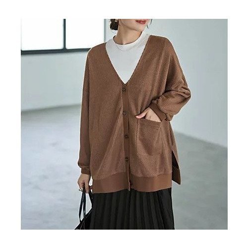 【スタイルデリ/STYLE DELI】のリラックスニットソーカーディガン インテリア・キッズ・メンズ・レディースファッション・服の通販 founy(ファニー) 　ファッション　Fashion　レディースファッション　Fashion for Women　トップス・カットソー　Cut & Sew Tops　ニット　Knit Tops & Sweaters　カーディガン・羽織り　Layered Style Cardigans　アシンメトリー　Asymmetrical Style　オレンジ　Orange　カットソー　Cut and Sewn Top　カーディガン　Cardigan, Knitwear　軽量　Lightweight, Ultra Light　ストライプ　Stripe, Striped Pattern　ストレート　Straight, Straight Cut　スリット　Slit, Slit Detail　定番　Standard, Basic Item　なめらか　Smooth, Silky Texture　長袖　Long Sleeve, Full Sleeve　フラット　Flat, Flat Shoes　フロント　Front, Front Design　ポケット　Pocket, Pocket Detail　マーブル　Marble, Marble Pattern　ミックス　Mix, Mixed Style　冬　Winter / This Winter　ブラウン|ID: prp329100004729617 ipo3291000000034167062