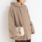 【リエミラー/Rie Miller】のハーフ丈フーディー リバー風ニットコート ベージュ|ID: prp329100004729757 ipo3291000000034168052
