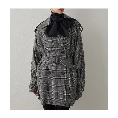 【ウィムガゼット/Whim Gazette】のウールミドルトレンチコート 人気、トレンドファッション・服の通販 founy(ファニー) 　ファッション　Fashion　レディースファッション　Fashion for Women　アウター　Coat / Outerwear Collection　コート・ロングコート・ピーコート　Long Coats, Peacoats & More　トレンチコート / 春秋の定番アウター　Trench Coats　2025年　2025　2025-2026秋冬・A/W　Autumn/Winter 2025–26 AW25–26　おすすめ　Recommended / Our Picks　ウォーム　Warm Fabric　クラシカル　Classical, Vintage-Inspired　コンパクト　Compact, Small Size　ショート　Short, Short Length　ダブル　Double, Double-Breasted　チェック　Check, Plaid, Tartan　ツイード／ツィード　Choker, Choker Necklace　フロント　Front, Front Design　ブラウジング　Blouson Silhouette, Cinched Waist　マニッシュ　Mannish, Boyish　ミドル　Middle Length, Mid Height　other-3|ID: prp329100004729766 ipo3291000000034168108