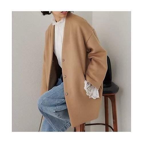 【ウィムガゼット/Whim Gazette】のダブルビーバーミドルコート インテリア・キッズ・メンズ・レディースファッション・服の通販 founy(ファニー) 　ファッション　Fashion　レディースファッション　Fashion for Women　アウター　Coat / Outerwear Collection　コート・ロングコート・ピーコート　Long Coats, Peacoats & More　カーディガン　Cardigan, Knitwear　ショルダー　Shoulder, Shoulder Strap　ショート　Short, Short Length　シンプル　Simple, Minimal　ジャケット　Jacket, Outerwear　スタンダード　Standard, Basic　トレンド　Trend, Trending Now　ドロップ　Drop Shoulder, Dropped Style　定番　Standard, Basic Item　フロント　Front, Front Design　ベーシック　Basic, Essential　ミドル　Middle Length, Mid Height　リラックス　Relax, Relaxed Fit　エレガント 上品　Elegant　2025年　2025　2025-2026秋冬・A/W　Autumn/Winter 2025–26 AW25–26　キャメル|ID: prp329100004729768 ipo3291000000034168119
