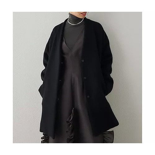 【ウィムガゼット/Whim Gazette】のダブルビーバーミドルコート インテリア・キッズ・メンズ・レディースファッション・服の通販 founy(ファニー) 　ファッション　Fashion　レディースファッション　Fashion for Women　アウター　Coat / Outerwear Collection　コート・ロングコート・ピーコート　Long Coats, Peacoats & More　カーディガン　Cardigan, Knitwear　ショルダー　Shoulder, Shoulder Strap　ショート　Short, Short Length　シンプル　Simple, Minimal　ジャケット　Jacket, Outerwear　スタンダード　Standard, Basic　トレンド　Trend, Trending Now　ドロップ　Drop Shoulder, Dropped Style　定番　Standard, Basic Item　フロント　Front, Front Design　ベーシック　Basic, Essential　ミドル　Middle Length, Mid Height　リラックス　Relax, Relaxed Fit　エレガント 上品　Elegant　2025年　2025　2025-2026秋冬・A/W　Autumn/Winter 2025–26 AW25–26　ブラック|ID: prp329100004729768 ipo3291000000034168121