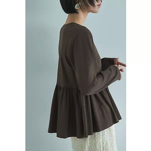 【マージュール/marjour】のCOFFEE PEPLUM TEE インテリア・キッズ・メンズ・レディースファッション・服の通販 founy(ファニー) https://founy.com/ ファッション Fashion レディースファッション Fashion for Women ストレッチ Stretch, Stretchy Fabric ペプラム Peplum, Flared Hem ポケット Pocket, Pocket Detail 夏 Summer |ID: prp329100004731562 ipo3291000000034175690