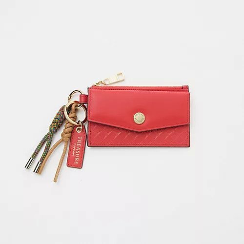 【トプカピ/TOPKAPI】の【TREASURE TOPKAPI】スムースレザー 幾何柄 フラグメントケース インテリア・キッズ・メンズ・レディースファッション・服の通販 founy(ファニー) 　ファッション　Fashion　レディースファッション　Fashion for Women　コンビ　Combo, Combination Style　スリム　Slim, Slim Fit　チャーム　Charm, Pendant　トレンド　Trend, Trending Now　フラップ　Flap, Flap Pocket　ポケット　Pocket, Pocket Detail　レッド|ID: prp329100004735981 ipo3291000000034210430