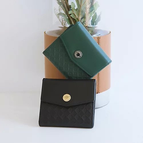 【トプカピ/TOPKAPI】の【TREASURE TOPKAPI】スムースレザー 幾何柄 二つ折り財布 インテリア・キッズ・メンズ・レディースファッション・服の通販 founy(ファニー) 　ファッション　Fashion　レディースファッション　Fashion for Women　ミニ財布・二つ折り財布　Wallets & Card Cases　コンビ　Combo, Combination Style　ボックス　Boxy, Box Shape　ポケット　Pocket, Pocket Detail　メタル　Metal, Metal Parts　財布　Wallet, Purse　ブラック|ID: prp329100004735982 ipo3291000000034210447