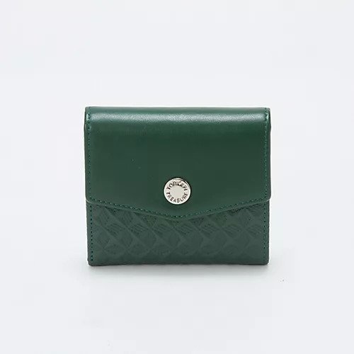 【トプカピ/TOPKAPI】の【TREASURE TOPKAPI】スムースレザー 幾何柄 二つ折り財布 インテリア・キッズ・メンズ・レディースファッション・服の通販 founy(ファニー) 　ファッション　Fashion　レディースファッション　Fashion for Women　ミニ財布・二つ折り財布　Wallets & Card Cases　コンビ　Combo, Combination Style　ボックス　Boxy, Box Shape　ポケット　Pocket, Pocket Detail　メタル　Metal, Metal Parts　財布　Wallet, Purse　ダークグリーン|ID: prp329100004735982 ipo3291000000034210448
