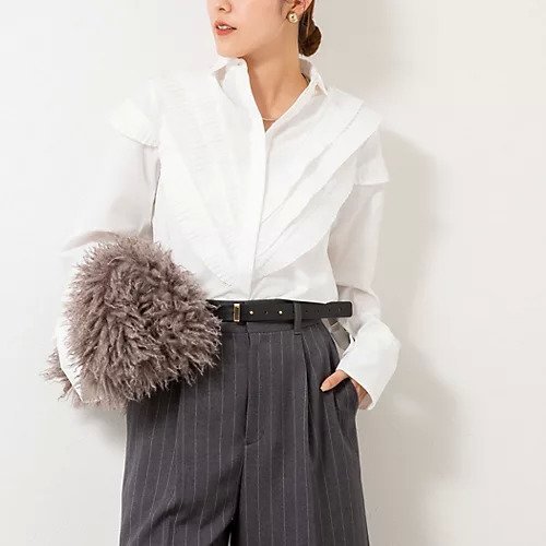 【ノーリーズ/NOLLEY'S】の【MARILYN MOON/マリリーンムーン】Vタックフリルブラウス インテリア・キッズ・メンズ・レディースファッション・服の通販 founy(ファニー) ファッション Fashion レディースファッション Fashion for Women トップス・カットソー Cut & Sew Tops シャツ・ブラウス・オフィスカジュアル Elegant Blouses & Button-Ups 2025年 2025 2025-2026秋冬・A/W Autumn/Winter 2025–26 AW25–26 エレガント 上品 Elegant クラシカル Classical, Vintage-Inspired ジャケット Jacket, Outerwear セレモニー Ceremony プリーツ Pleats, Pleated モダン Modern, Contemporary ホワイト|ID: prp329100004739969 ipo3291000000034240866