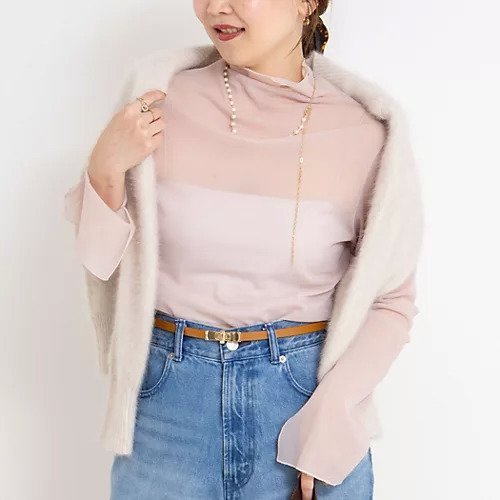 【ノーリーズソフィー/NOLLEY'S sophi】のウォッシャブルシアーオーガンジータートルネック インテリア・キッズ・メンズ・レディースファッション・服の通販 founy(ファニー) 　ファッション　Fashion　レディースファッション　Fashion for Women　トップス・カットソー　Cut & Sew Tops　タートルネック・ハイネックトップス　Turtlenecks & High-Neck Tops　2025年　2025　2025-2026秋冬・A/W　Autumn/Winter 2025–26 AW25–26　ストレッチ　Stretch, Stretchy Fabric　スリット　Slit, Slit Detail　ベビーピンク|ID: prp329100004739985 ipo3291000000034472705