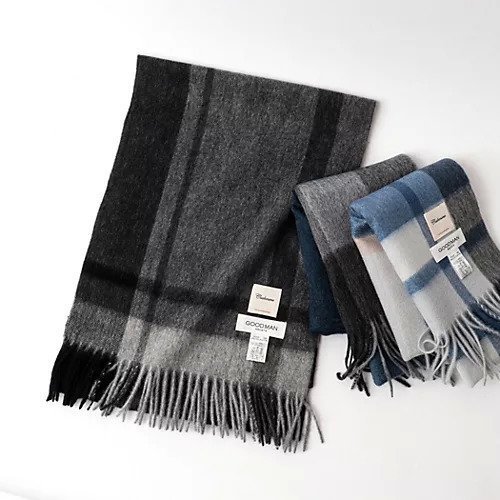 【ノーリーズ グッドマン/NOLLEY'S goodman / MEN】のカシミヤチェックマフラー30 インテリア・キッズ・メンズ・レディースファッション・服の通販 founy(ファニー) 　ファッション　Fashion　メンズファッション　Fashion for Men　チェック　Check, Plaid, Tartan　マフラー　Scarf, Muffler　冬　Winter / This Winter　グレー系2|ID: prp329100004740041 ipo3291000000034241487