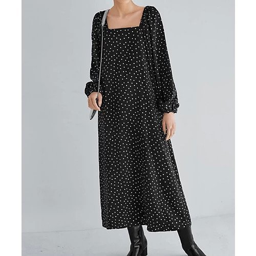 【スタイルデリ/STYLE DELI】のドット柄スクエアネックワンピ―ス 人気、トレンドファッション・服の通販 founy(ファニー) 　ファッション　Fashion　レディースファッション　Fashion for Women　ワンピース　Dresses　インナー　Innerwear　キャミソール　Camisole, Spaghetti Strap Top　ギャザー　Gathered, Ruffled　スクエア　Square, Square Shape　タイツ　Tights, Legwear　ダメージ　Distressed, Destroyed　デコルテ　Décolleté, Neckline　ドット　Polka Dot, Dot Pattern　ドレープ　Drape, Draping Fabric　定番　Standard, Basic Item　バランス　Balance, Style Balance　ペチコート　Petticoat, Underskirt　ポケット　Pocket, Pocket Detail　おすすめ　Recommended / Our Picks　夏　Summer　other-2|ID: prp329100004741087 ipo3291000000034254753