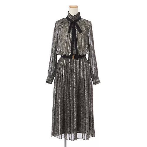 【エクラ/eclat】の【別注】ベルトつきプリーツドレス 人気、トレンドファッション・服の通販 founy(ファニー) 　ファッション　Fashion　レディースファッション　Fashion for Women　ワンピース　Dresses　フォーマル・パーティードレス・結婚式用ドレス　Elegant & Casual Dresses　ベルト&ウエストマーク　Belts & Waist Accessories　サテン　Satin, Glossy Fabric　ストライプ　Stripe, Striped Pattern　ドレス　Dress, One-Piece　プリーツ　Pleats, Pleated　ペイズリー　Paisley, Ethnic Pattern　モダン　Modern, Contemporary　別注　Limited Edition, Custom Order　other-3|ID: prp329100004742437 ipo3291000000034269611
