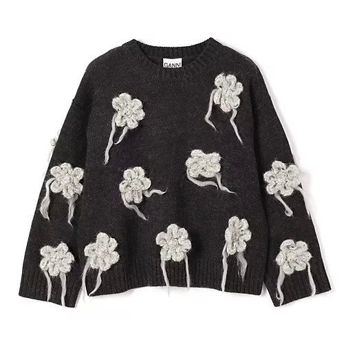 【ガニー/GANNI】のFlower Crochet Sweater インテリア・キッズ・メンズ・レディースファッション・服の通販 founy(ファニー)  ファッション Fashion レディースファッション Fashion for Women トップス・カットソー Cut & Sew Tops レディースパーカー・カジュアルフーディー Casual Hoodies & Sweatshirts スウェット・クルーネックトップス Sweatshirts & Crewnecks / Relaxed Fit Sweat Tops 2025年 2025 2025-2026秋冬・A/W Autumn/Winter 2025–26 AW25–26 クロシェ Crochet, Knitted Lace フラワー Flower, Floral ベーシック Basic, Essential モチーフ Motif, Design Theme Phantom|ID: prp329100004743742 ipo3291000000034281490
