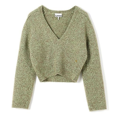 【ガニー/GANNI】のBrushed Mohair Mix Deep V-neck インテリア・キッズ・メンズ・レディースファッション・服の通販 founy(ファニー) 　ファッション　Fashion　レディースファッション　Fashion for Women　トップス・カットソー　Cut & Sew Tops　Vネックトップス　V-Neck Tops / V-Cut Neckline Shirts　2025年　2025　2025-2026秋冬・A/W　Autumn/Winter 2025–26 AW25–26　クロップド　Cropped, Short Length　メタリック　Metallic, Shiny Finish　ワイド　Wide, Wide Fit　洗える　Machine Washable　Nile|ID: prp329100004743743 ipo3291000000035902563