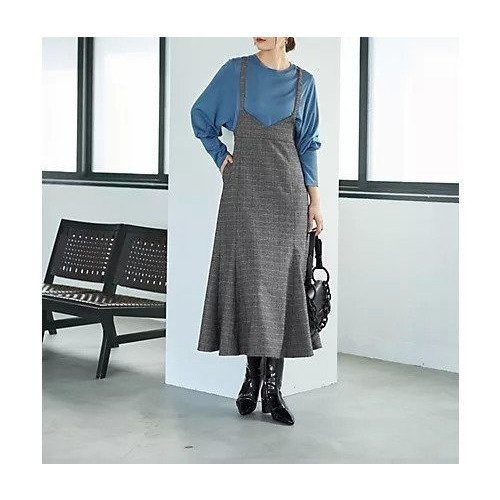 【スタイルデリ/STYLE DELI】の【LUXE】へリンボーンマーメイドジャンバースカート インテリア・キッズ・メンズ・レディースファッション・服の通販 founy(ファニー) 　ファッション　Fashion　レディースファッション　Fashion for Women　スカート　Skirts　チェック　Check, Plaid, Tartan　フェミニン　Feminine, Girly　フォルム　Silhouette, Form　マーメイド　Mermaid, Fishtail Silhouette　冬　Winter / This Winter　チャコールミックス|ID: prp329100004743746 ipo3291000000034281517