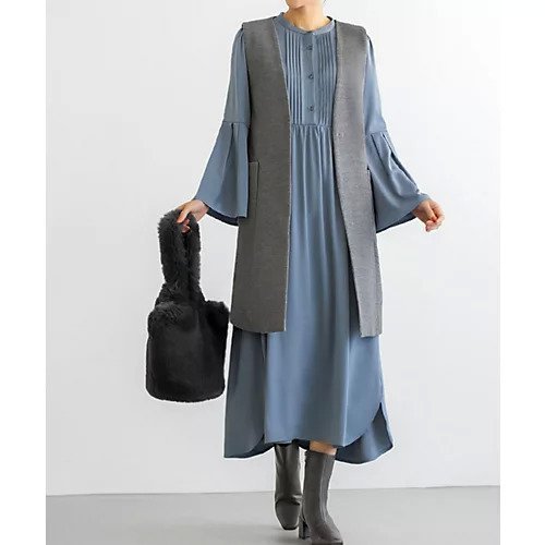 【スタイルデリ/STYLE DELI】の【LUXE】タック&ギャザーワンピース 人気、トレンドファッション・服の通販 founy(ファニー) 　ファッション　Fashion　レディースファッション　Fashion for Women　ワンピース　Dresses　インナー　Innerwear　春　Spring　ギャザー　Gathered, Ruffled　軽量　Lightweight, Ultra Light　サテン　Satin, Glossy Fabric　スタイリッシュ　Stylish, Fashionable　スリット　Slit, Slit Detail　スリーブ　Sleeve, Long Sleeve / Short Sleeve　タイツ　Tights, Legwear　デコルテ　Décolleté, Neckline　ドレープ　Drape, Draping Fabric　なめらか　Smooth, Silky Texture　フォルム　Silhouette, Form　フレア　Flare, Flared　フロント　Front, Front Design　プリーツ　Pleats, Pleated　ペチコート　Petticoat, Underskirt　ポケット　Pocket, Pocket Detail　防寒　Cold Protection, Winter-Ready　ラウンド　Round, Round Neck　レギンス　Leggings, Stretch Pants　冬　Winter / This Winter　エレガント 上品　Elegant　other-2|ID: prp329100004743749 ipo3291000000034281532