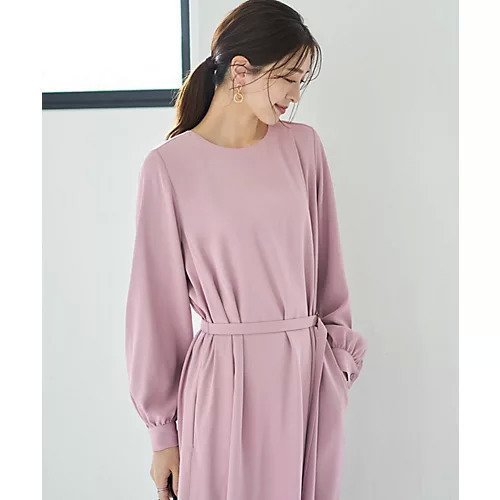 【スタイルデリ/STYLE DELI】の【LUXE】ベルト付きラウンドスリットワンピース 人気、トレンドファッション・服の通販 founy(ファニー) 　ファッション　Fashion　レディースファッション　Fashion for Women　ワンピース　Dresses　ベルト&ウエストマーク　Belts & Waist Accessories　イエロー　Yellow　オケージョン　Occasion Wear　春　Spring　カフス　Cuff Design　ギャザー　Gathered, Ruffled　シンプル　Simple, Minimal　ジョーゼット　Georgette, Semi-Sheer Fabric　スリット　Slit, Slit Detail　ダメージ　Distressed, Destroyed　定番　Standard, Basic Item　フォルム　Silhouette, Form　フォーマル　Formal, Dressy　フレア　Flare, Flared　ポケット　Pocket, Pocket Detail　ヨーク　Yoke, Yoke Design　ラウンド　Round, Round Neck　リラックス　Relax, Relaxed Fit　ループ　Loop, Loop Knit　おすすめ　Recommended / Our Picks　エレガント 上品　Elegant　other-2|ID: prp329100004743751 ipo3291000000034281540