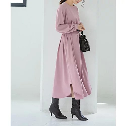 【スタイルデリ/STYLE DELI】の【LUXE】ベルト付きラウンドスリットワンピース 人気、トレンドファッション・服の通販 founy(ファニー) 　ファッション　Fashion　レディースファッション　Fashion for Women　ワンピース　Dresses　ベルト&ウエストマーク　Belts & Waist Accessories　イエロー　Yellow　オケージョン　Occasion Wear　春　Spring　カフス　Cuff Design　ギャザー　Gathered, Ruffled　シンプル　Simple, Minimal　ジョーゼット　Georgette, Semi-Sheer Fabric　スリット　Slit, Slit Detail　ダメージ　Distressed, Destroyed　定番　Standard, Basic Item　フォルム　Silhouette, Form　フォーマル　Formal, Dressy　フレア　Flare, Flared　ポケット　Pocket, Pocket Detail　ヨーク　Yoke, Yoke Design　ラウンド　Round, Round Neck　リラックス　Relax, Relaxed Fit　ループ　Loop, Loop Knit　おすすめ　Recommended / Our Picks　エレガント 上品　Elegant　other-3|ID: prp329100004743751 ipo3291000000034281541