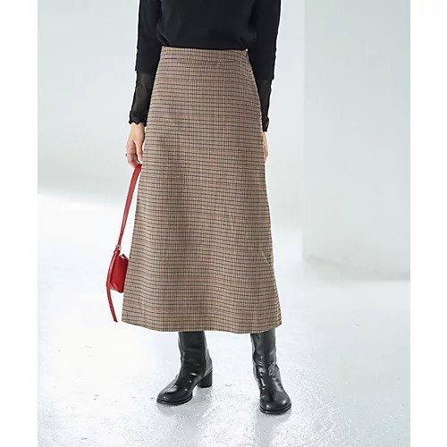 【スタイルデリ/STYLE DELI】のグレンチェック柄Aラインスカート インテリア・キッズ・メンズ・レディースファッション・服の通販 founy(ファニー) 　ファッション　Fashion　レディースファッション　Fashion for Women　スカート　Skirts　Aライン・フレアスカート　A-Line & Flared Skirts　ギャザー　Gathered, Ruffled　スタイリッシュ　Stylish, Fashionable　スリット　Slit, Slit Detail　チェック　Check, Plaid, Tartan　人気　Popular, Best Seller　ポケット　Pocket, Pocket Detail　ミックス　Mix, Mixed Style　モノトーン　Monotone, Black and White　ループ　Loop, Loop Knit　冬　Winter / This Winter　A/W・秋冬　Autumn/Winter　ベージュミックス|ID: prp329100004744673 ipo3291000000034295180