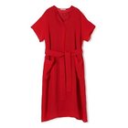 【プレインピープル/PLAIN PEOPLE】のナチュラルリネンガーゼ半袖ワンピース レッド|ID: prp329100004745547 ipo3291000000034307455