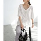 【スタイルデリ/STYLE DELI】の【Made in JAPAN】カットジョーゼット5分袖フレアブラウス 人気、トレンドファッション・服の通販 founy(ファニー) ファッション Fashion レディースファッション Fashion for Women トップス・カットソー Cut & Sew Tops シャツ・ブラウス・オフィスカジュアル Elegant Blouses & Button-Ups インナー Innerwear 春 Spring カットソー Cut and Sewn Top カーディガン Cardigan, Knitwear シンプル Simple, Minimal ジャケット Jacket, Outerwear ジョーゼット Georgette, Semi-Sheer Fabric スリーブ Sleeve, Long Sleeve / Short Sleeve デコルテ Décolleté, Neckline 定番 Standard, Basic Item フォルム Silhouette, Form フラット Flat, Flat Shoes フレア Flare, Flared ブルゾン Blouson, Bomber Jacket ポケット Pocket, Pocket Detail モコモコ Fuzzy, Fluffy S/S・春夏 SS, Spring/Summer, Warm Season 日本製 Made In Japan 夏 Summer thumbnail ホワイト|ID: prp329100004747042 ipo3291000000034320897