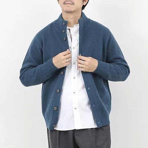 【ノーリーズ グッドマン/NOLLEY'S goodman / MEN】のスタンドカーディガン 25AW インテリア・キッズ・メンズ・レディースファッション・服の通販 founy(ファニー) 　ファッション　Fashion　メンズファッション　Fashion for Men　2025年　2025　2025-2026秋冬・A/W　Autumn/Winter 2025–26 AW25–26　カーディガン　Cardigan, Knitwear　スタンド　Stand Collar, Upright Stand　ブルー|ID: prp329100004748527 ipo3291000000034336504