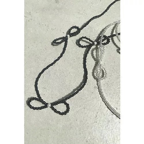 【マージュール/marjour】のBEADS RIBBON NECKLACE インテリア・キッズ・メンズ・レディースファッション・服の通販 founy(ファニー)  ファッション Fashion レディースファッション Fashion for Women ジュエリー Jewelry ネックレス Necklaces & Pendants カットソー Cut and Sewn Top シンプル Simple, Minimal チェーン Chain, Chain Strap ネックレス Necklace, Pendant Necklace フォルム Silhouette, Form ベーシック Basic, Essential モチーフ Motif, Design Theme リボン Ribbon, Bow BLACK|ID: prp329100004748636 ipo3291000000034337820
