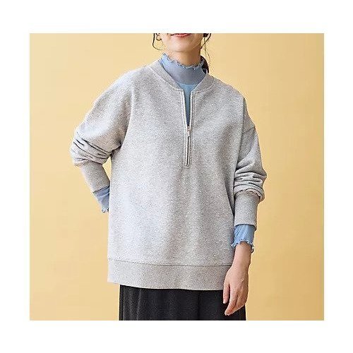 【エニー/ANY】のハーフジップスウェット インテリア・キッズ・メンズ・レディースファッション・服の通販 founy(ファニー) 　ファッション　Fashion　レディースファッション　Fashion for Women　トップス・カットソー　Cut & Sew Tops　レディースパーカー・カジュアルフーディー　Casual Hoodies & Sweatshirts　スウェット・クルーネックトップス　Sweatshirts & Crewnecks / Relaxed Fit Sweat Tops　洗える　Machine Washable　カーゴパンツ　Cargo Pants, Utility Pants　吸水　Absorbent, Quick-Dry　ジップ　Zip, Zipper　スラックス　Slacks, Dress Pants　タートルネック　Turtleneck, High Neck　デニム　Denim, Jeans Material　ベーシック　Basic, Essential　ロング　Long, Long-Length　おすすめ　Recommended / Our Picks　ライトグレー|ID: prp329100004751166 ipo3291000000034354425