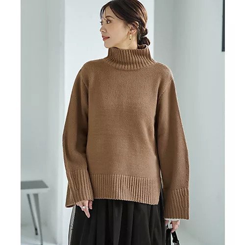 【スタイルデリ/STYLE DELI】のワイドスリーブスタンドネックニット インテリア・キッズ・メンズ・レディースファッション・服の通販 founy(ファニー)  ファッション Fashion レディースファッション Fashion for Women トップス・カットソー Cut & Sew Tops ニット Knit Tops & Sweaters スタンド Stand Collar, Upright Stand ストレート Straight, Straight Cut スリット Slit, Slit Detail タートルネック Turtleneck, High Neck 定番 Standard, Basic Item フィット Fit, Slim Fit フォルム Silhouette, Form ボックス Boxy, Box Shape ポケット Pocket, Pocket Detail ミドル Middle Length, Mid Height ワイド Wide, Wide Fit A/W・秋冬 Autumn/Winter キャメル|ID: prp329100004751943 ipo3291000000034364210