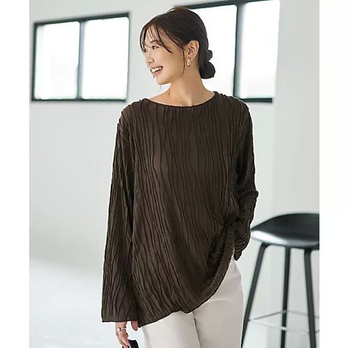 【スタイルデリ/STYLE DELI】のウェーブラインガーゼトップス インテリア・キッズ・メンズ・レディースファッション・服の通販 founy(ファニー)  ファッション Fashion レディースファッション Fashion for Women トップス・カットソー Cut & Sew Tops インナー Innerwear ウェーブ Wavy Pattern カットソー Cut and Sewn Top シアー Sheer, See-Through シンプル Simple, Minimal ストライプ Stripe, Striped Pattern ストレート Straight, Straight Cut デニム Denim, Jeans Material 人気 Popular, Best Seller 長袖 Long Sleeve, Full Sleeve ハイネック High Neck, Mock Neck バランス Balance, Style Balance フォルム Silhouette, Form 防寒 Cold Protection, Winter-Ready カーキブラウン|ID: prp329100004752833 ipo3291000000034375950