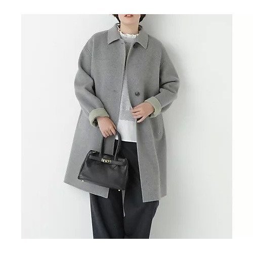 【ヒューマンウーマン/HUMAN WOMAN】のリバーシブルステンカラーリバーコート インテリア・キッズ・メンズ・レディースファッション・服の通販 founy(ファニー)  ファッション Fashion レディースファッション Fashion for Women アウター Coat / Outerwear Collection コート・ロングコート・ピーコート Long Coats, Peacoats & More おすすめ Recommended / Our Picks スタンダード Standard, Basic メルトン Melton, Heavy Wool リバーシブル Reversible, Two-Sided エレガント 上品 Elegant 定番 Standard, Basic Item 無地 Plain, Solid Color グレー×セージ|ID: prp329100004754019 ipo3291000000034386986