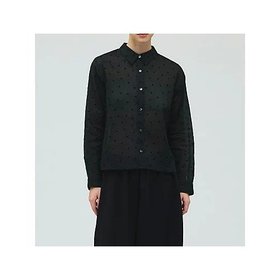 【ミズイロ インド/mizuiro ind】 フロッキードットプリントシャツ人気、トレンドファッション・服の通販 founy(ファニー) ファッション Fashion レディースファッション Fashion for Women トップス・カットソー Cut & Sew Tops シャツ・ブラウス・オフィスカジュアル Elegant Blouses & Button-Ups ドット Polka Dot, Dot Pattern ベロア Velour, Soft Velvet 人気 Popular, Best Seller 冬 Winter / This Winter |ID:prp329100004755372