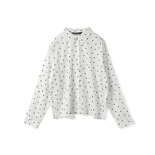 【ミズイロ インド/mizuiro ind】のフロッキードットプリントシャツ インテリア・キッズ・メンズ・レディースファッション・服の通販 founy(ファニー)  ファッション Fashion レディースファッション Fashion for Women トップス・カットソー Cut & Sew Tops シャツ・ブラウス・オフィスカジュアル Elegant Blouses & Button-Ups ドット Polka Dot, Dot Pattern ベロア Velour, Soft Velvet 人気 Popular, Best Seller 冬 Winter / This Winter オフホワイト|ID: prp329100004755372 ipo3291000000034397010