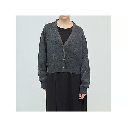 【ミズイロ インド/mizuiro ind】のシフォンフリルVネックカーディガン インテリア・キッズ・メンズ・レディースファッション・服の通販 founy(ファニー)  ファッション Fashion レディースファッション Fashion for Women トップス・カットソー Cut & Sew Tops カーディガン・羽織り Layered Style Cardigans Vネックトップス V-Neck Tops / V-Cut Neckline Shirts カーディガン Cardigan, Knitwear シフォン Chiffon, Lightweight Fabric ジョーゼット Georgette, Semi-Sheer Fabric フリル Frill, Ruffle フロント Front, Front Design チャコールグレー|ID: prp329100004755402 ipo3291000000034397244