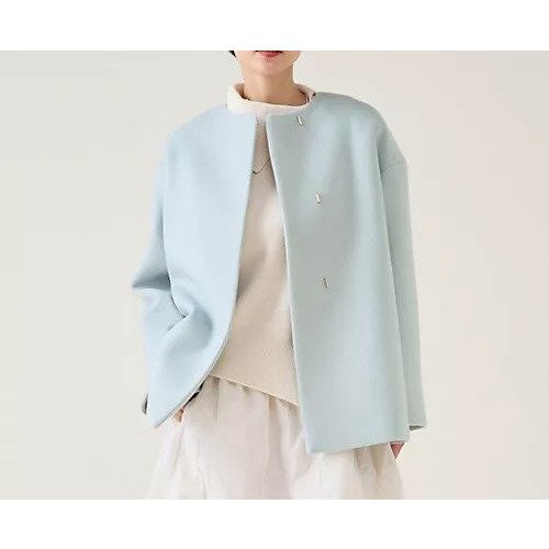 【マルティニーク/martinique】のノーカラーコート インテリア・キッズ・メンズ・レディースファッション・服の通販 founy(ファニー)  ファッション Fashion レディースファッション Fashion for Women アウター Coat / Outerwear Collection コート・ロングコート・ピーコート Long Coats, Peacoats & More イタリア Italy ジャカード/ジャガード Jacquard, Woven Pattern ストール Stole, Wrap センター Center, Center Line フロント Front, Front Design プリーツ Pleats, Pleated マフラー Scarf, Muffler モダン Modern, Contemporary おすすめ Recommended / Our Picks エレガント 上品 Elegant ホリデーシーズン Holiday Season サックス|ID: prp329100004755461 ipo3291000000034397658