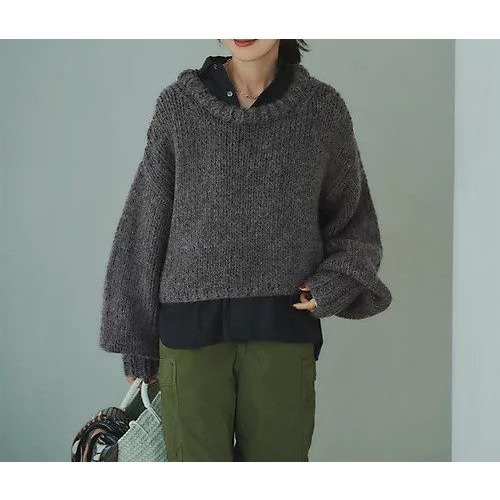 【ウーア/Uhr】のShort Hand Knit Pull-over 人気、トレンドファッション・服の通販 founy(ファニー) 　ファッション　Fashion　レディースファッション　Fashion for Women　トップス・カットソー　Cut & Sew Tops　ニット　Knit Tops & Sweaters　ショート　Short, Short Length　ベーシック　Basic, Essential　人気　Popular, Best Seller　手編み　Hand-Knitted, Handmade Knit　other-2|ID: prp329100004756512 ipo3291000000034408197
