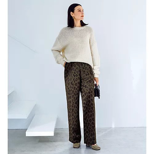 【イーバイエクラ/E by eclat】のレオパードジャカードパンツ 人気、トレンドファッション・服の通販 founy(ファニー) 　ファッション　Fashion　レディースファッション　Fashion for Women　パンツ　Pants & Trousers　エレガント 上品　Elegant　ジャカード／ジャガード　Jacquard, Woven Pattern　センター　Center, Center Line　フィット　Fit, Slim Fit　レオパード　Leopard, Animal Print　洗える　Machine Washable　other-2|ID: prp329100004756535 ipo3291000000034408367