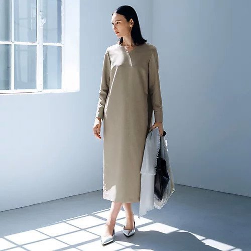 【イーバイエクラ/E by eclat】のVネックコクーンワンピース 人気、トレンドファッション・服の通販 founy(ファニー)  ファッション Fashion レディースファッション Fashion for Women ワンピース Dresses スリット Slit, Slit Detail デコルテ Décolleté, Neckline エレガント 上品 Elegant 洗える Machine Washable other-2|ID: prp329100004756544 ipo3291000000034408458