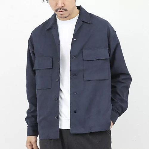 【ノーリーズ グッドマン/NOLLEY'S goodman / MEN】のポリスエード シャツブルゾン 25AW インテリア・キッズ・メンズ・レディースファッション・服の通販 founy(ファニー) 　ファッション　Fashion　メンズファッション　Fashion for Men　2025年　2025　2025-2026秋冬・A/W　Autumn/Winter 2025–26 AW25–26　なめらか　Smooth, Silky Texture　スラックス　Slacks, Dress Pants　デニム　Denim, Jeans Material　フラップ　Flap, Flap Pocket　ブルゾン　Blouson, Bomber Jacket　ポケット　Pocket, Pocket Detail　ミリタリー　Military, Army Style　ロング　Long, Long-Length　エレガント 上品　Elegant　ネイビー|ID: prp329100004756606 ipo3291000000034408881