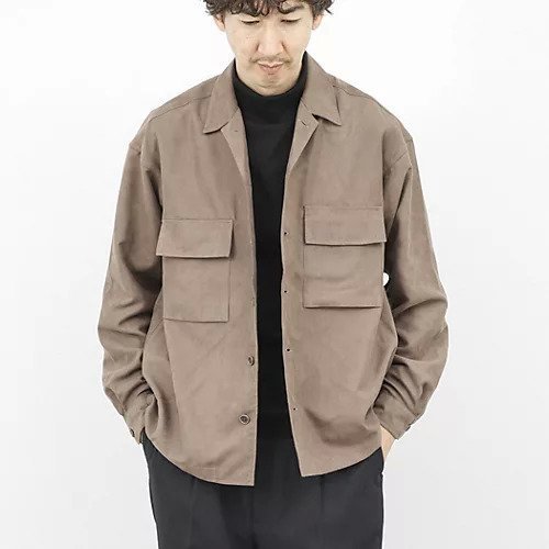 【ノーリーズ グッドマン/NOLLEY'S goodman / MEN】のポリスエード シャツブルゾン 25AW インテリア・キッズ・メンズ・レディースファッション・服の通販 founy(ファニー) 　ファッション　Fashion　メンズファッション　Fashion for Men　2025年　2025　2025-2026秋冬・A/W　Autumn/Winter 2025–26 AW25–26　なめらか　Smooth, Silky Texture　スラックス　Slacks, Dress Pants　デニム　Denim, Jeans Material　フラップ　Flap, Flap Pocket　ブルゾン　Blouson, Bomber Jacket　ポケット　Pocket, Pocket Detail　ミリタリー　Military, Army Style　ロング　Long, Long-Length　エレガント 上品　Elegant　ブラウン|ID: prp329100004756606 ipo3291000000034408882