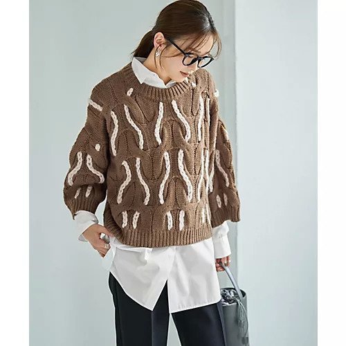 【スタイルデリ/STYLE DELI】のゆる編みランダムケーブルニットトップス インテリア・キッズ・メンズ・レディースファッション・服の通販 founy(ファニー) 　ファッション　Fashion　レディースファッション　Fashion for Women　トップス・カットソー　Cut & Sew Tops　ニット　Knit Tops & Sweaters　イエロー　Yellow　インナー　Innerwear　キャミソール　Camisole, Spaghetti Strap Top　ショート　Short, Short Length　スリーブ　Sleeve, Long Sleeve / Short Sleeve　タンク　Tank Top, Sleeveless Top　時計　Watch, Wristwatch　バングル　Bangle, Bracelet　ポケット　Pocket, Pocket Detail　防寒　Cold Protection, Winter-Ready　ミックス　Mix, Mixed Style　ミドル　Middle Length, Mid Height　ワイド　Wide, Wide Fit　A/W・秋冬　Autumn/Winter　マスタードブラウン|ID: prp329100004757759 ipo3291000000035914812