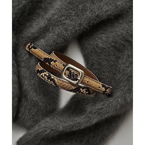 【ウィムガゼット/Whim Gazette】の【Hoaw.】型押しパイソンナローベルト インテリア・キッズ・メンズ・レディースファッション・服の通販 founy(ファニー) 　ファッション　Fashion　レディースファッション　Fashion for Women　ベルト&ウエストマーク　Belts & Waist Accessories　アクセサリー　Fashion Accessories　カッティング　Cutting Detail　シューズ　Shoes, Footwear　シルバー　Silver, Metallic Silver　ジャケット　Jacket, Outerwear　スクエア　Square, Square Shape　パイソン　Python, Snakeskin Pattern　プリント　Print, Printed Pattern　リアル　Real, Realistic　おすすめ　Recommended / Our Picks　2025年　2025　2025-2026秋冬・A/W　Autumn/Winter 2025–26 AW25–26　ベージュ|ID: prp329100004757776 ipo3291000000034420343