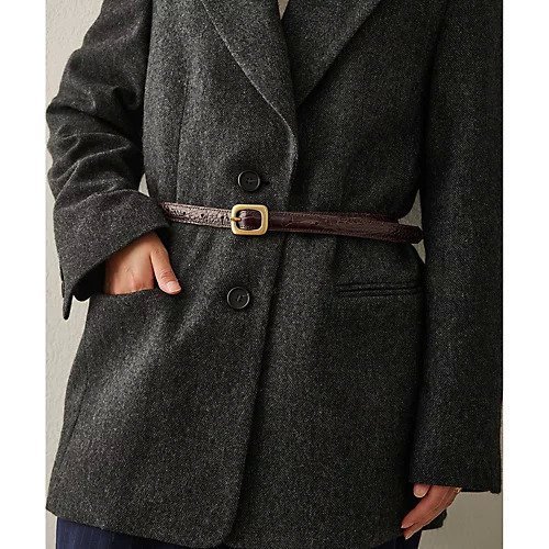 【ウィムガゼット/Whim Gazette】の【Hoaw.】型押しナローベルト インテリア・キッズ・メンズ・レディースファッション・服の通販 founy(ファニー) 　ファッション　Fashion　レディースファッション　Fashion for Women　ベルト&ウエストマーク　Belts & Waist Accessories　アクセサリー　Fashion Accessories　クロコ　Crocodile, Croc Embossed　シューズ　Shoes, Footwear　シルバー　Silver, Metallic Silver　ジャケット　Jacket, Outerwear　スクエア　Square, Square Shape　スマート　Smart, Elegant　おすすめ　Recommended / Our Picks　エレガント 上品　Elegant　2025年　2025　2025-2026秋冬・A/W　Autumn/Winter 2025–26 AW25–26　ダークブラウン|ID: prp329100004757778 ipo3291000000034420357