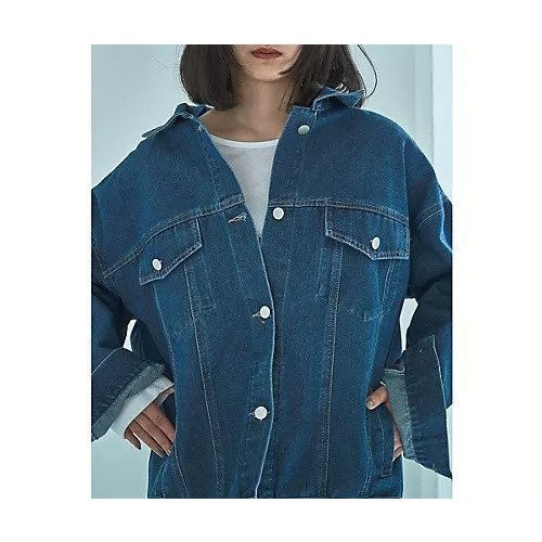 【マージュール/marjour】のOVERSIZED DENIM JACKET インテリア・キッズ・メンズ・レディースファッション・服の通販 founy(ファニー) 　ファッション　Fashion　レディースファッション　Fashion for Women　アウター　Coat / Outerwear Collection　レディースジャケット・軽アウター　Jackets　インナー　Innerwear　秋　Autumn　ジャケット　Jacket, Outerwear　スウェット / スエット　Sweatshirt, Sweatwear　ストレッチ　Stretch, Stretchy Fabric　ダウン　Down, Puffer　デニム　Denim, Jeans Material　トレンド　Trend, Trending Now　フラップ　Flap, Flap Pocket　ポケット　Pocket, Pocket Detail　おすすめ　Recommended / Our Picks　BLUE|ID: prp329100004757792 ipo3291000000034420444