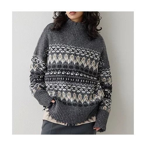 【ウィムガゼット/Whim Gazette】のフェアアイルプルオーバー インテリア・キッズ・メンズ・レディースファッション・服の通販 founy(ファニー)  ファッション Fashion レディースファッション Fashion for Women トップス・カットソー Cut & Sew Tops カジュアルプルオーバー・ニットトップス Pullovers & Knit Tops / Casual Pullovers 2025年 2025 2025-2026秋冬・A/W Autumn/Winter 2025–26 AW25–26 イタリア Italy クラシカル Classical, Vintage-Inspired ダメージ Distressed, Destroyed ネップ Nepp, Slub Yarn リラックス Relax, Relaxed Fit 冬 Winter / This Winter グレー|ID: prp329100004760570 ipo3291000000034451685